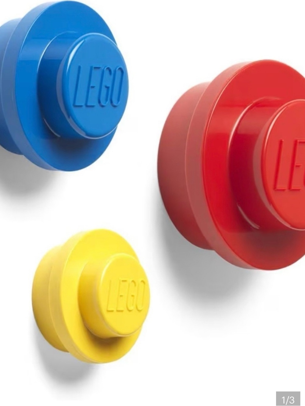 Lego Magnetic Wall Hooks in Blue, Red & Yellow